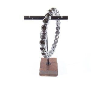 Silver Tone Plunder Magnetic Bracelet with Smoky Rhinestones